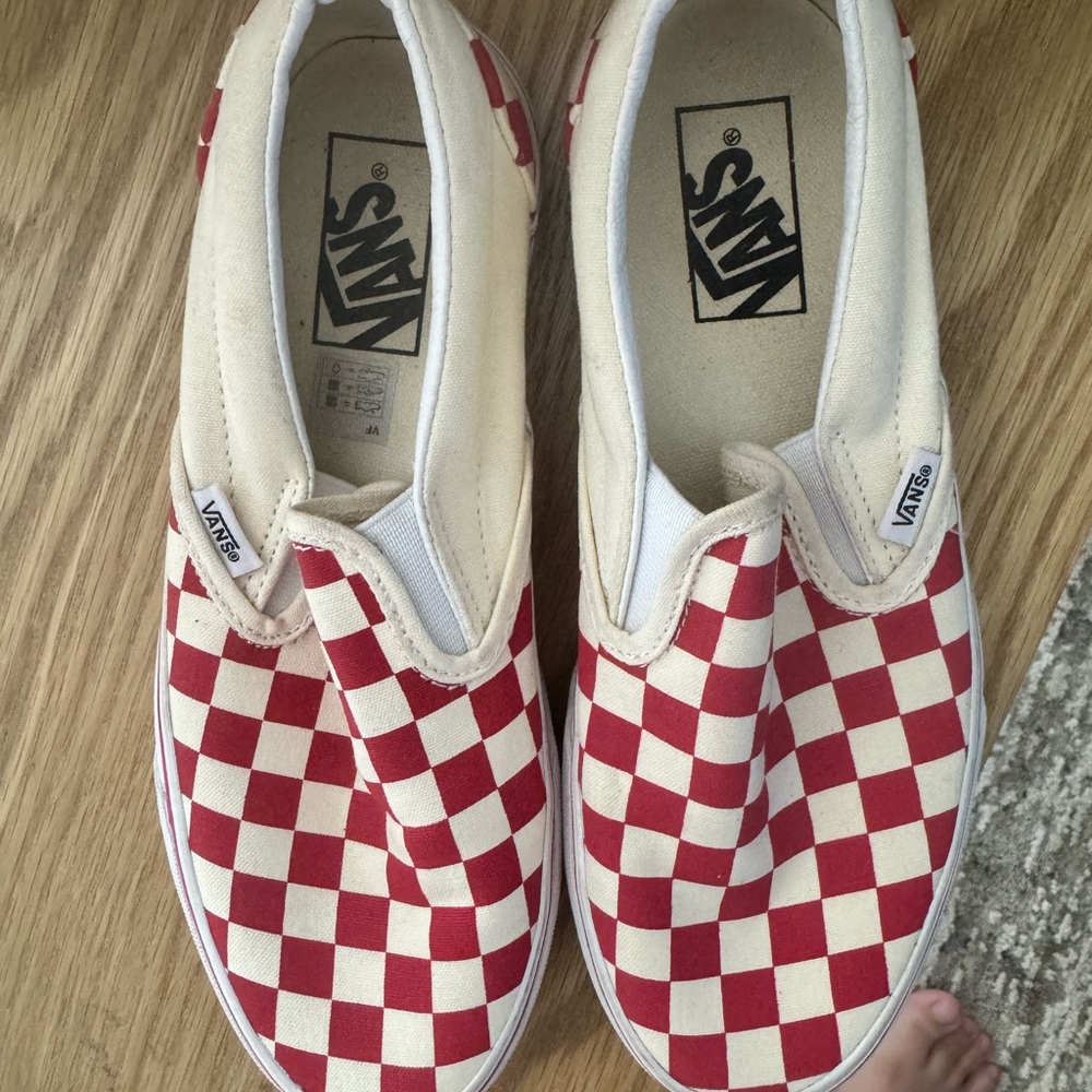 Vans  Red Checkered Slip-On Shoes